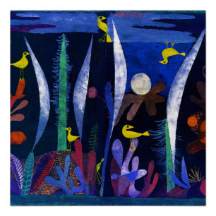 Poster Paysage aux oiseaux jaunes, Paul Klee