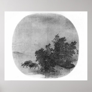 Poster Paysage avec buffle d'eau, dynastie Song