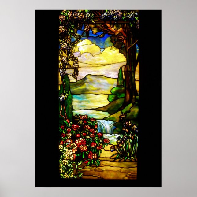 Poster Paysage avec cascade, Tiffany 1920 (Devant)