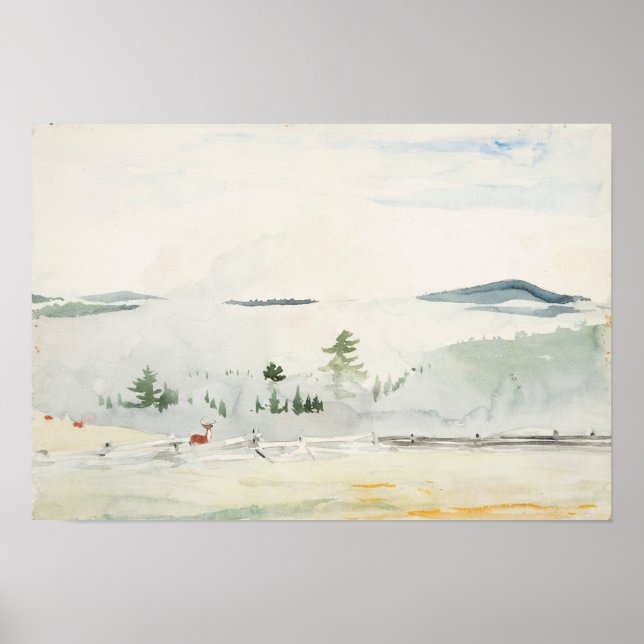 Poster Paysage avec cerf dans le matin Haze Winslow Homer (Devant)