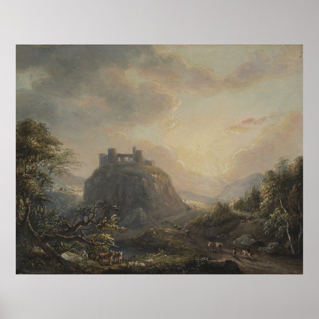 Poster Paysage avec château - Paul Sandby - c1808 (Devant)