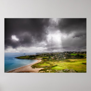 Poster Paysage avec faisceau lumineux sur le golf