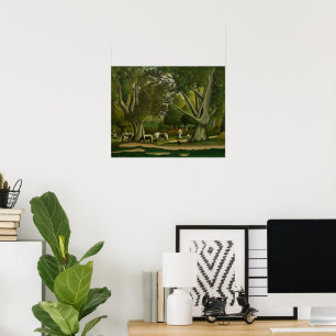 Poster Paysage avec laitières d'Henri Rousseau