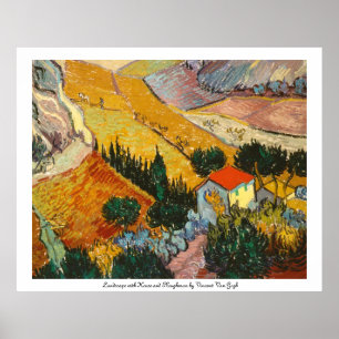 Poster Paysage avec Maison et Plowman Vincent VanGogh