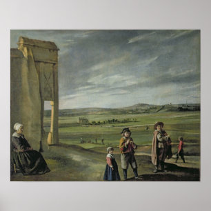 Poster Paysage avec paysans, c.1640