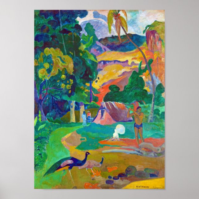 Poster Paysage avec Peacocks, Gauguin (Devant)