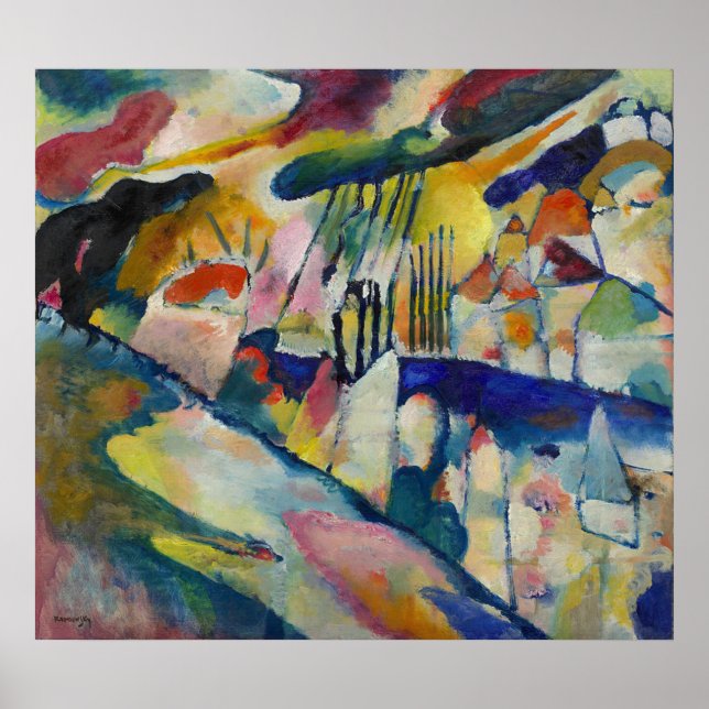 Poster Paysage avec pluie par Vasily Kandinsky (Devant)