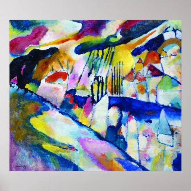 Poster Paysage avec pluie par Wassily Kandinsky (Devant)