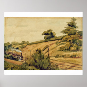 Poster Paysage avec train, 1854 (avec crayon sur papier)