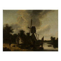 Paysage avec un moulin à vent – Salomon Rombouts