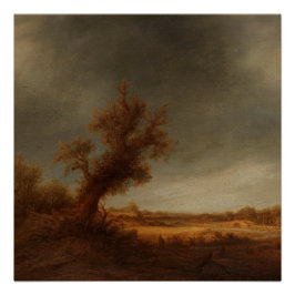 Poster Paysage avec un vieux chêne, Adriaen van Ostade, C