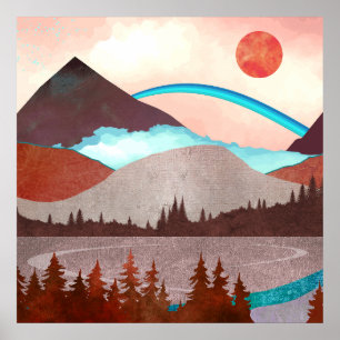 Poster Paysage Blue Rainbow
