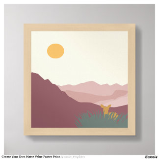 Poster Paysage boho des montagnes roses