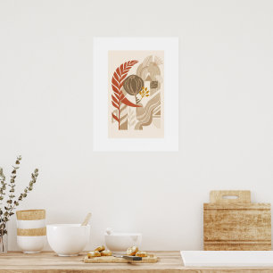 Poster Paysage botanique minimal Boho milieu du siècle