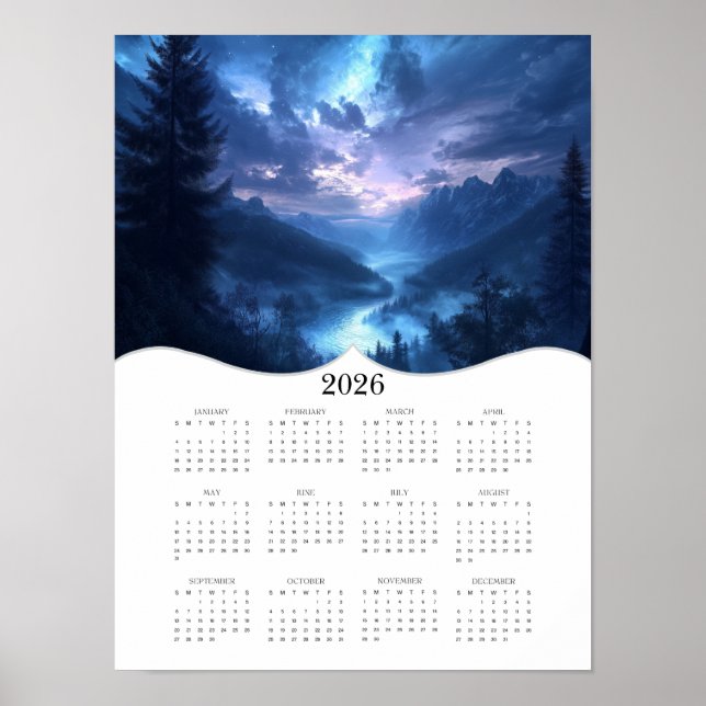 Poster Paysage céleste 2026 Calendrier des murs de l'anné (Devant)