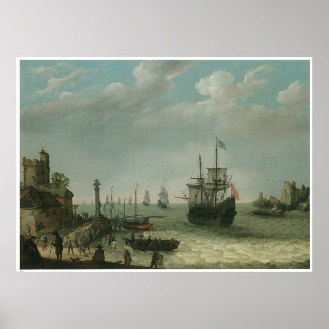 Poster Paysage côtier, Abraham Willaerts (Devant)