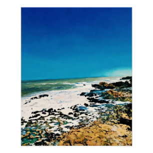Poster Paysage Côtier pittoresque Avec Ciel Bleu Vibrant