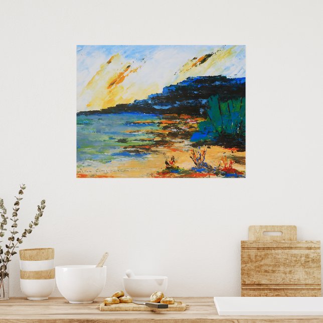 Poster Paysage côtier vibrant (Cuisine)