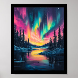 Poster Paysage d'Alaska Aurore Boréale Lumière du Nord V