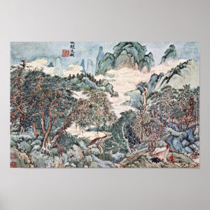 Poster Paysage dans le style de Chao Meng-Fu par Wang