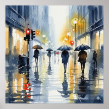 Paysage d'aquarelle en pluie