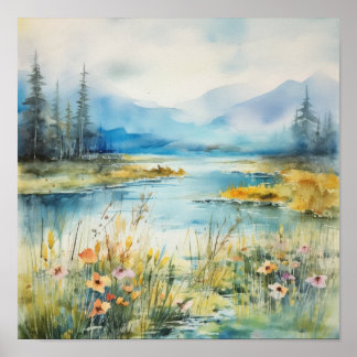 Poster Paysage d'aquarelle III