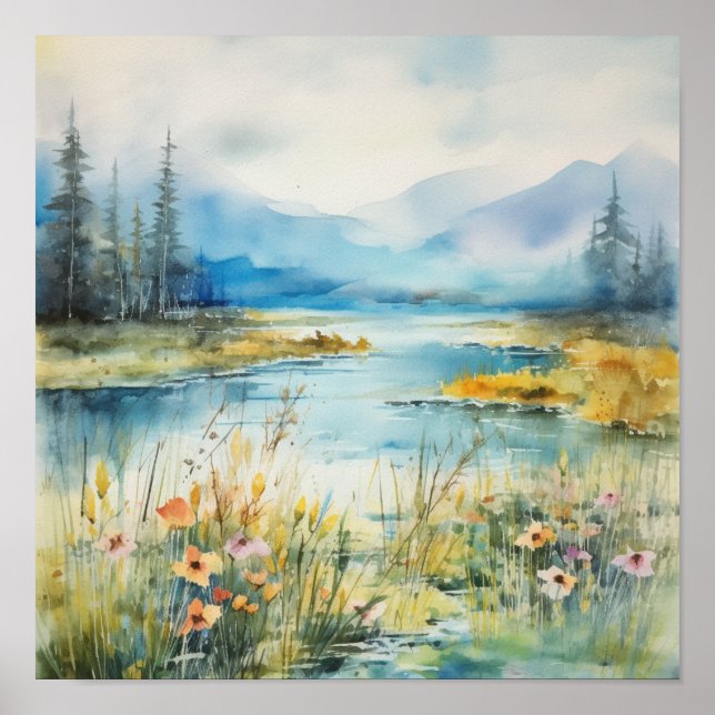 Poster Paysage d'aquarelle III (Devant)