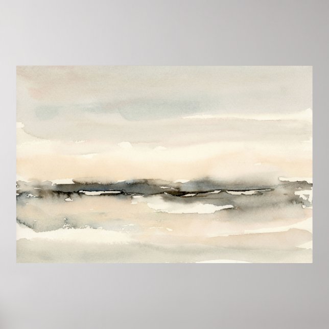Poster Paysage d'aquarelle rose neutre Abstrait (Devant)