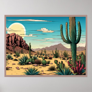Poster Paysage d'art graphique de Desert Butte Mesa