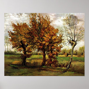 Poster Paysage d'automne Quatre arbres Van Gogh Art