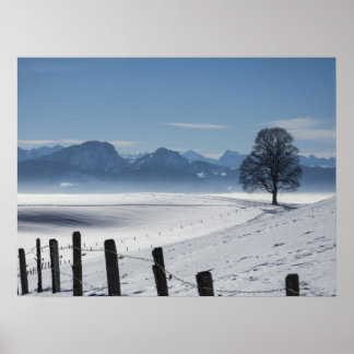 Poster Paysage de campagne hivernale neige Photo