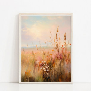Poster Paysage de champ de fleurs sauvages automnales att