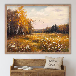 Poster Paysage de champ de fleurs sauvages d'automne, Pei