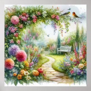 Poster Paysage de chemin de jardin 6