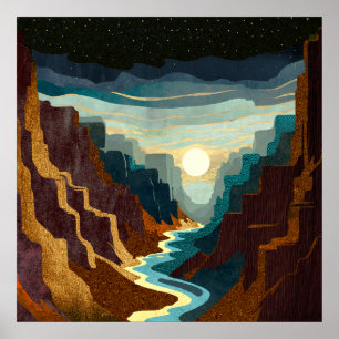 Poster Paysage de coucher de soleil dans un canyon