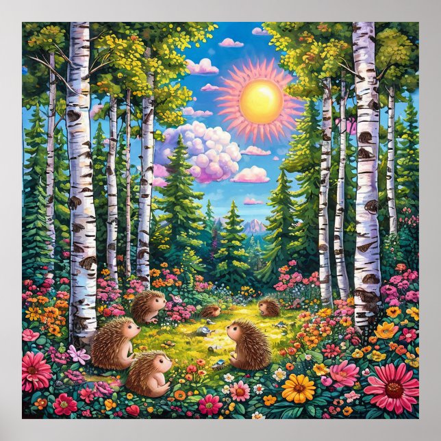 Poster 🌲 Paysage de forêt ensoleillée pour des espaces n (Devant)