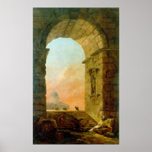 Poster Paysage de Hubert Robert avec la voûte un St Peter