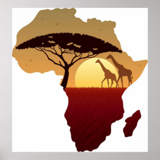 Poster Paysage de la carte de l'Afrique
