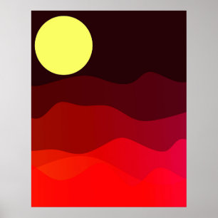 Poster Paysage de la lune de montagne Art minimaliste mod