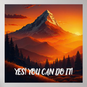 Poster Paysage de la montagne du coucher de soleil pastor