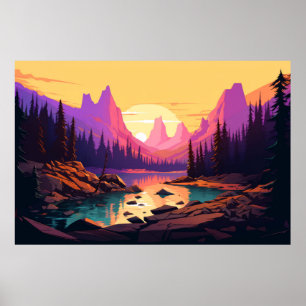 Poster Paysage de la rivière Mountain Valley Nature