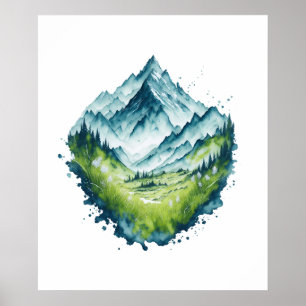 Poster Paysage de la Vallée de la Watercolor