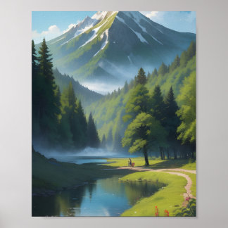 Poster Paysage de la Vallée des Montagnes