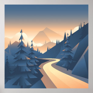 Poster Paysage de la Vallée des Montagnes