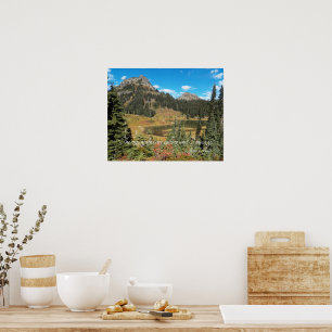Poster Paysage de lac de montagne panoramique Citation de