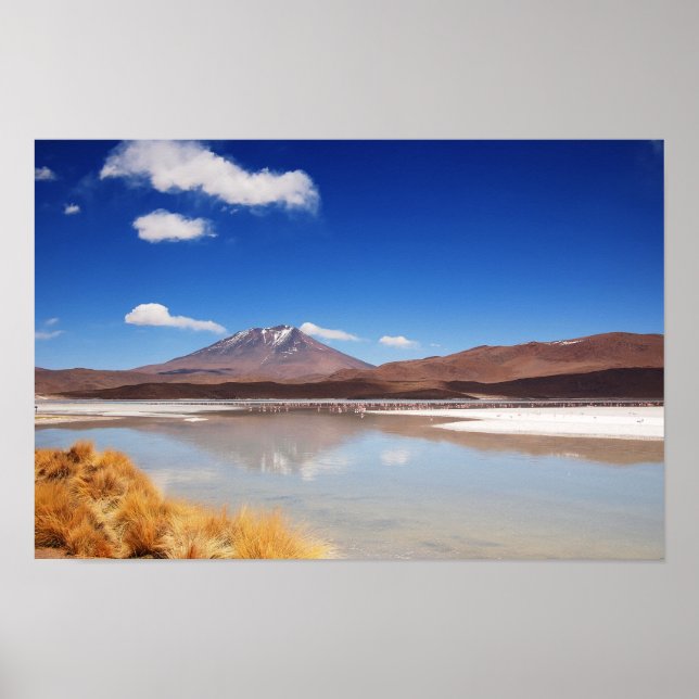 Poster Paysage de l'Altiplano avec volcan en Bolivie (Devant)