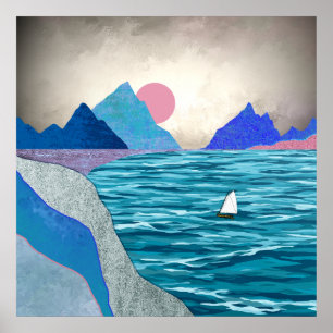 Poster Paysage de l'anse aux voiliers