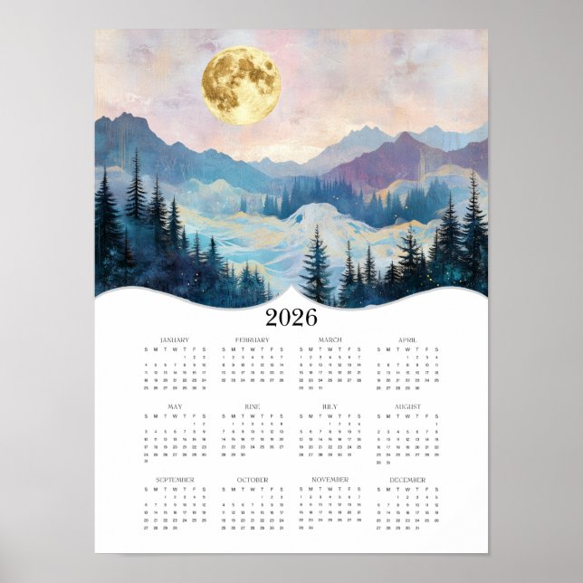 Poster Paysage de l'Imaginaire de la lune 2026 Calendrier (Devant)