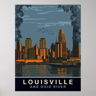 Poster Paysage de Louisville, rivière Ohio, Voyage