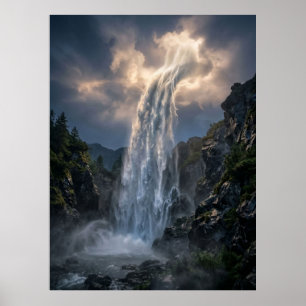 Poster Paysage de lumière de cascade céleste